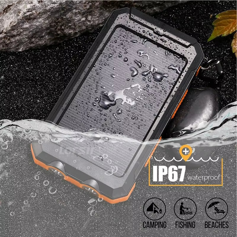 Solar Power Bank 80000Mah Portable Charging Poverbank External Battery Charger Strong Light LDE Light for All Smartphones