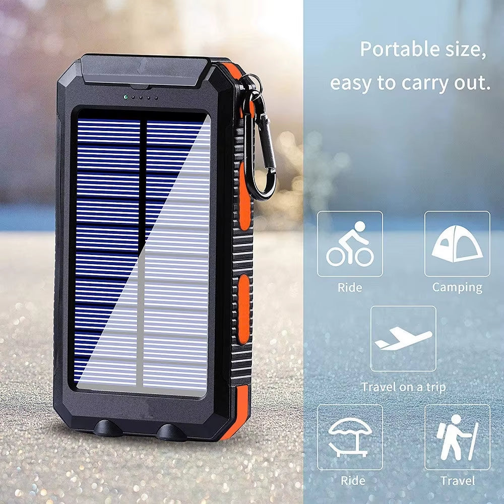 Solar Power Bank 80000Mah Portable Charging Poverbank External Battery Charger Strong Light LDE Light for All Smartphones