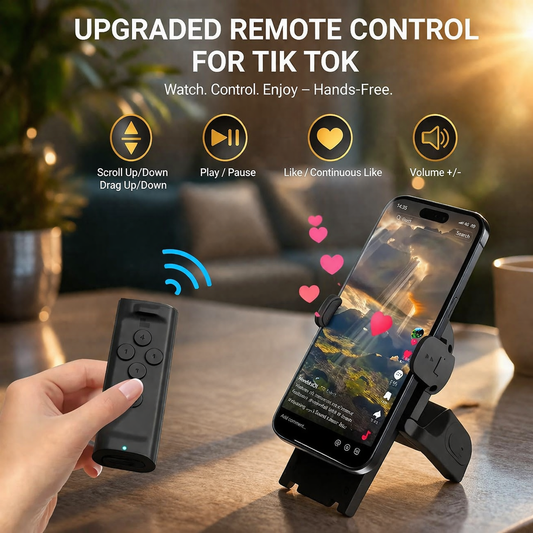 Gravixi ScrollMate™– Wireless TikTok Remote & Smart Phone Stand