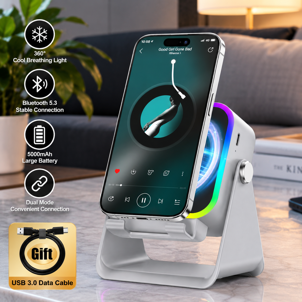 Gravixi SonicBase™– Wireless Induction Speaker Stand