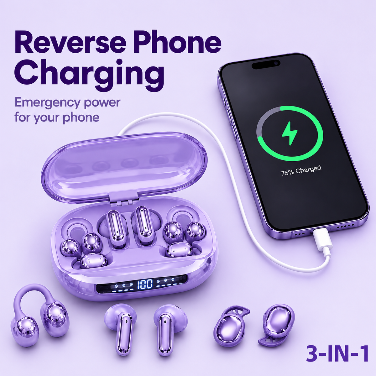 3-in-1 / 6 Wireless earbuds