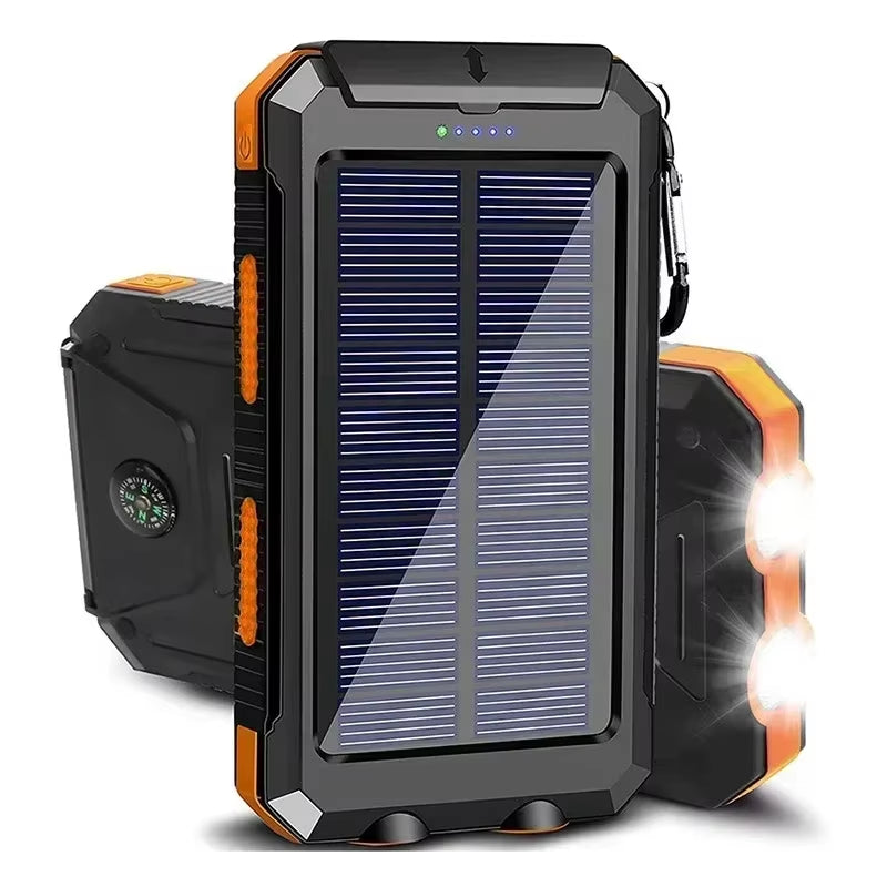 200000Mah Portable Solar Power Bank Suitable Xiaomi Iphone Samsung Outdoor Charger Power Bank Dual USB Charging with LED Light