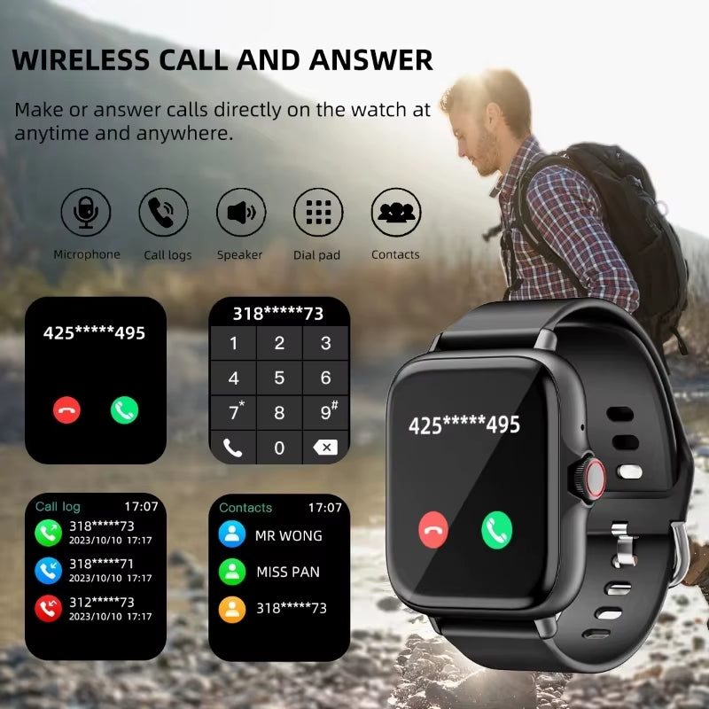 2025 New Smart Watch for Men Women 1.83Inch Full Touch Display BT Call Sports Monitoring Smartwatch for Android&Ios Phone