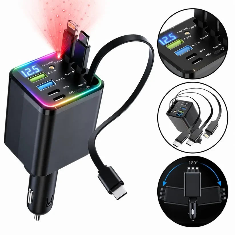 7-in-1 Retractable Car Charger: The Smartest Way to Charge on the Go