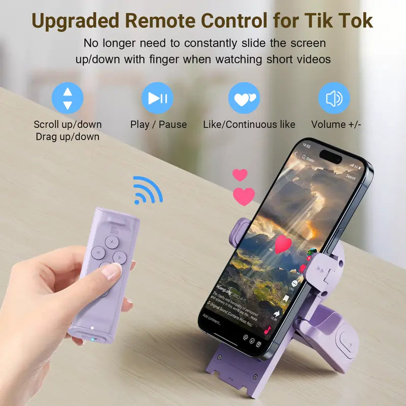 Gravixi ScrollMate™– Wireless TikTok Remote & Smart Phone Stand