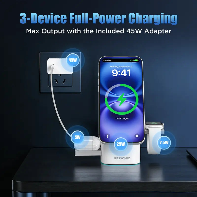 Gravixi™ RESSONICPRO – 3-in-1 Charging Station