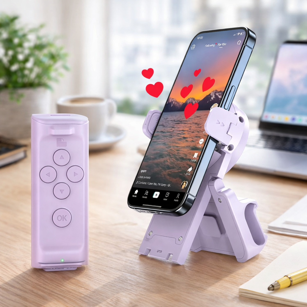 Gravixi ScrollMate™– Wireless TikTok Remote & Smart Phone Stand