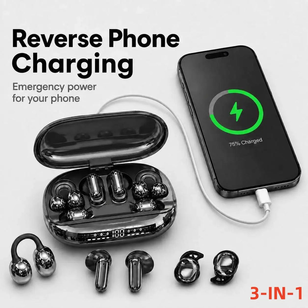 3-in-1 / 6 Wireless earbuds