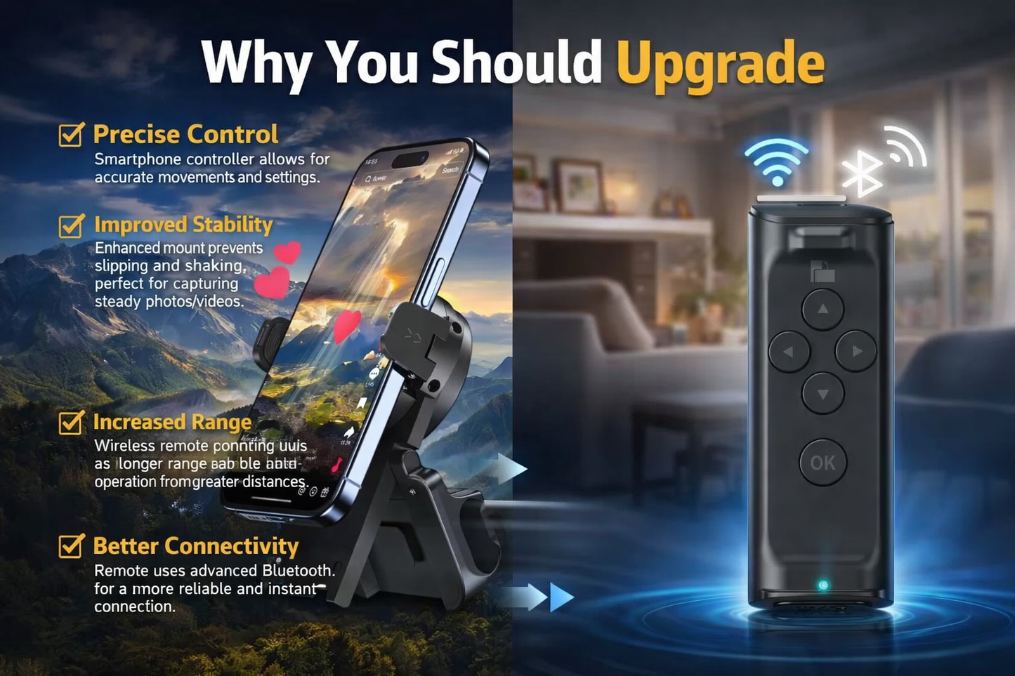 Gravixi ScrollMate™– Wireless TikTok Remote & Smart Phone Stand