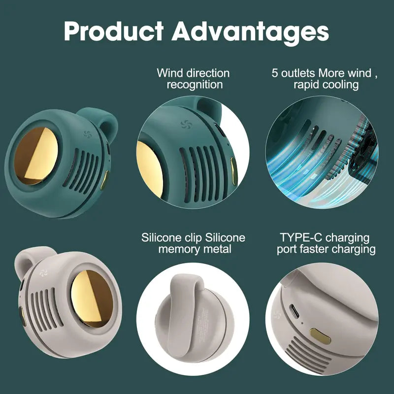 Gravixi AirClip™ – Mini Silent Clip-On Fan