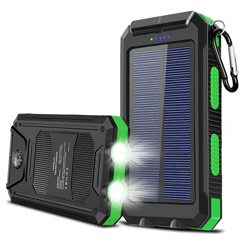 200000Mah Portable Solar Power Bank Suitable Xiaomi Iphone Samsung Outdoor Charger Power Bank Dual USB Charging with LED Light