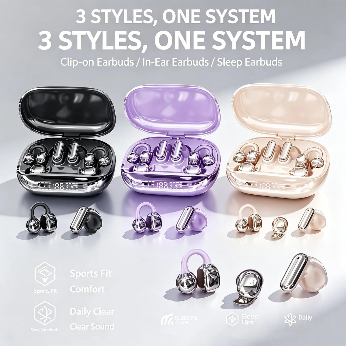3-in-1 / 6 Wireless earbuds