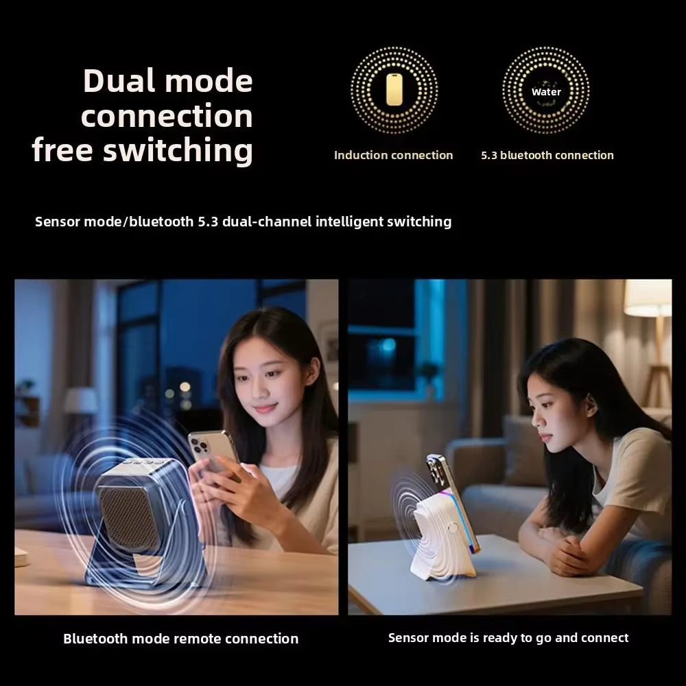 Upgraded Folding Phone Holder with Induction Speaker & Light 5000Mah Portable Audio Bracket for Desk, Home, Office, Travel Decor