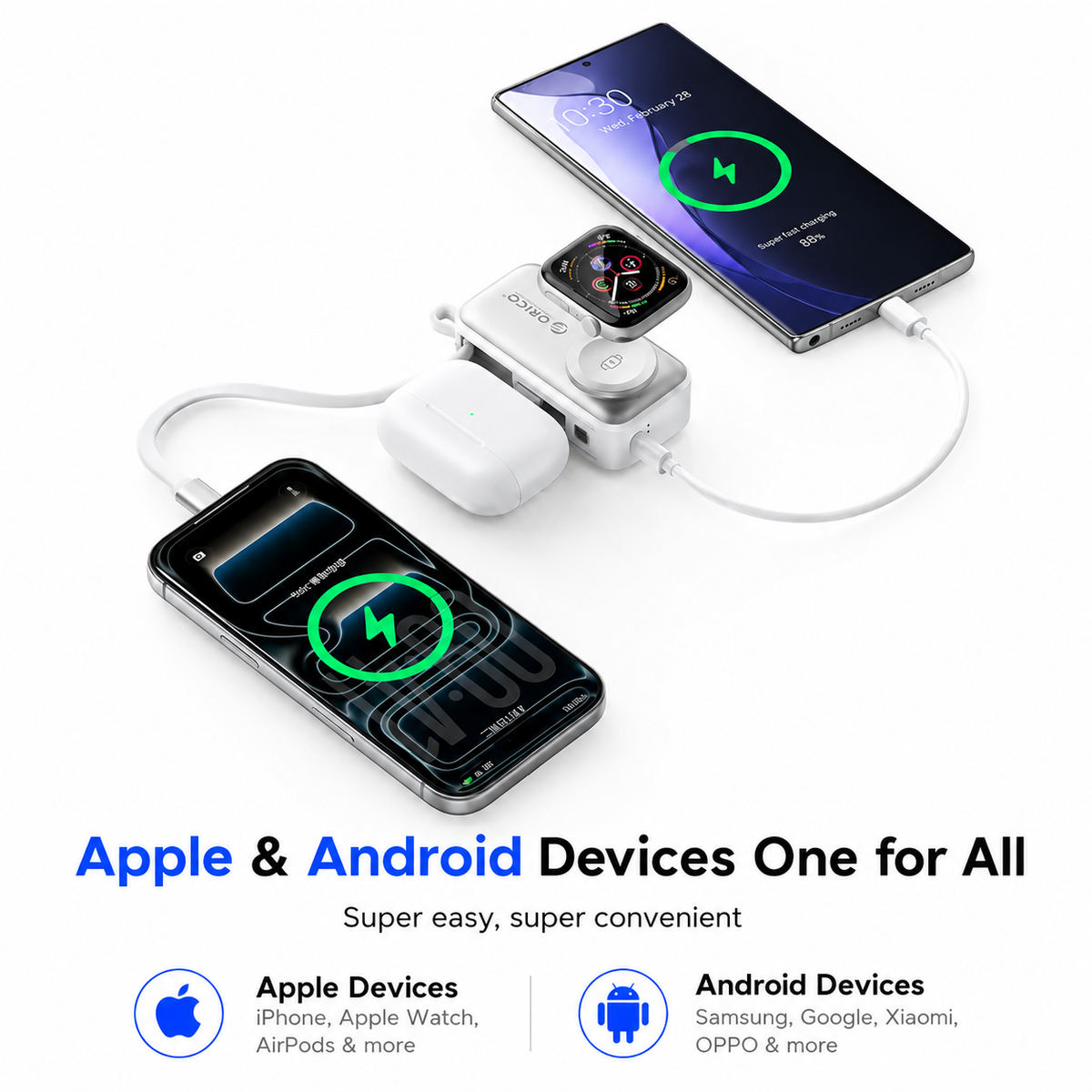 3-in-1 Folding Chargeable Portable Power Bank