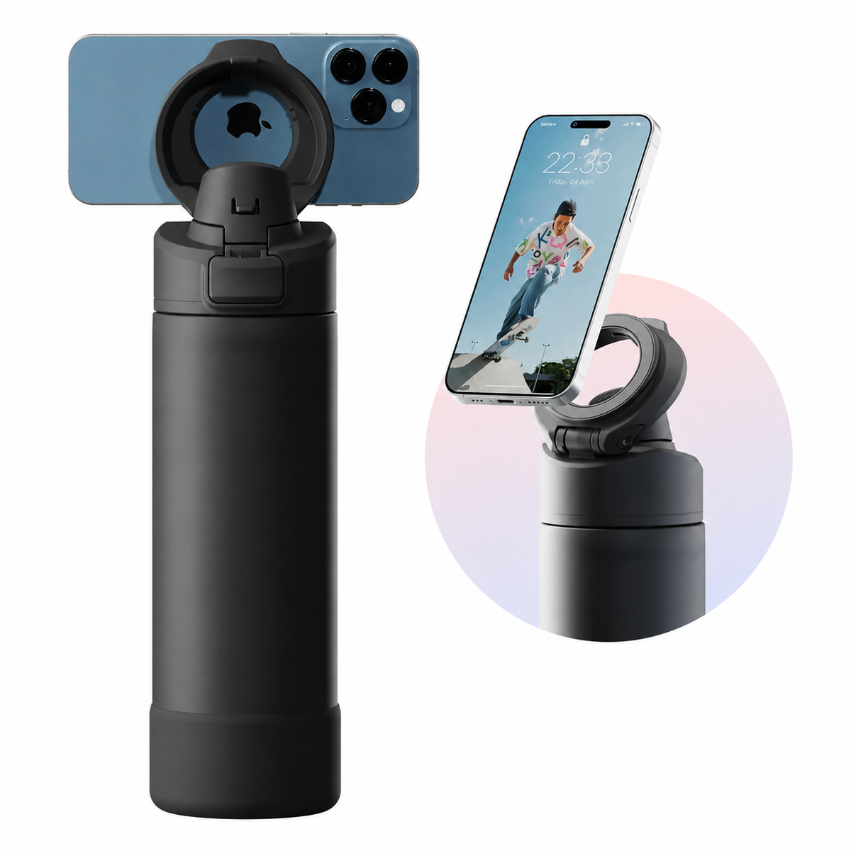 Gravixi™ Fusion Bottle -Stainless Steel Water Bottle with Magnetic Phone Mount