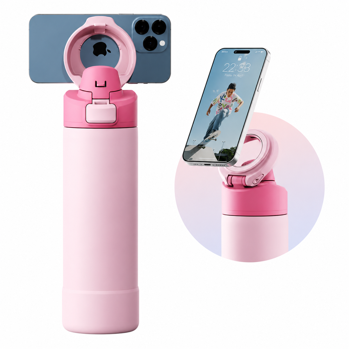 Gravixi™ Fusion Bottle -Stainless Steel Water Bottle with Magnetic Phone Mount