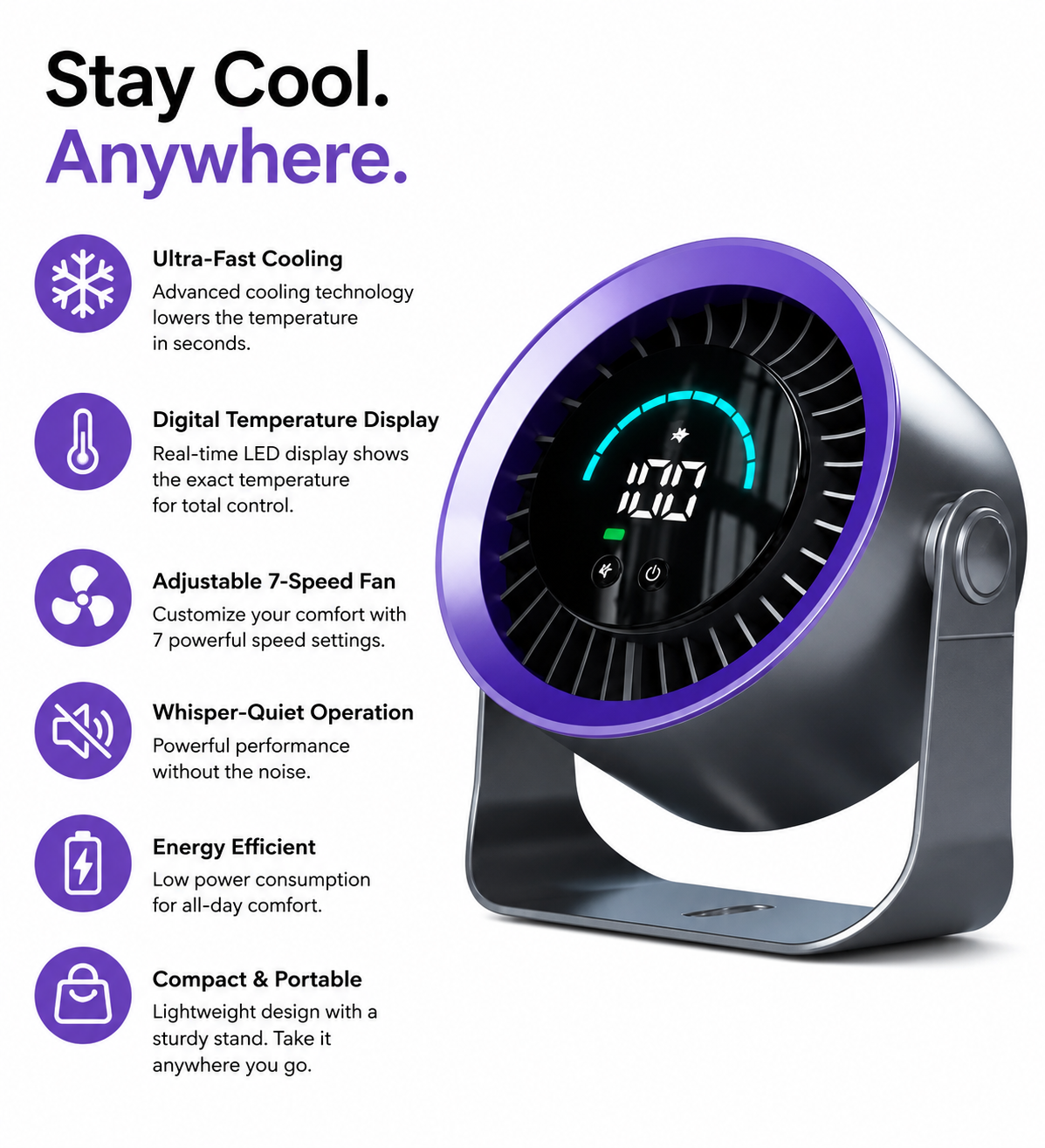 Gravixi™ Breeze Pro Rechargeable USB Fan Mount