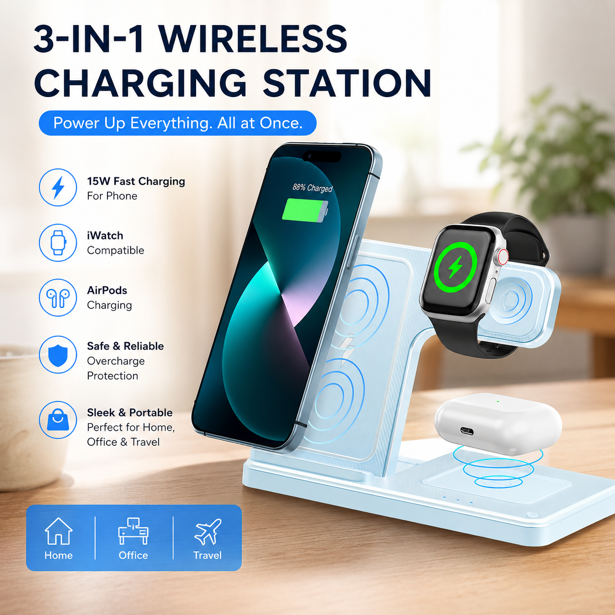 Gravixi ChargeDock™– 3-in-1 Magnetic Wireless Charging Stand