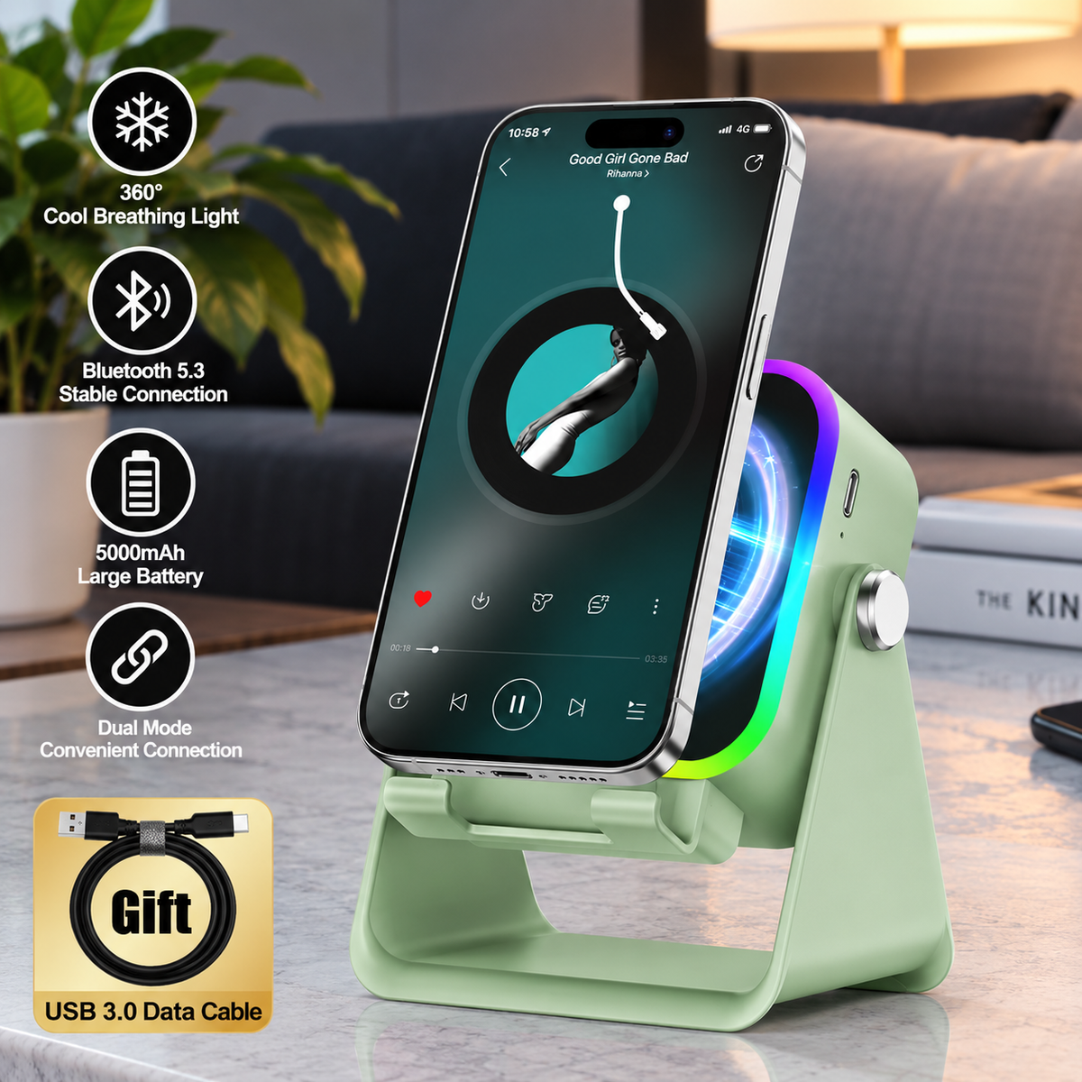 Gravixi SonicBase™– Wireless Induction Speaker Stand