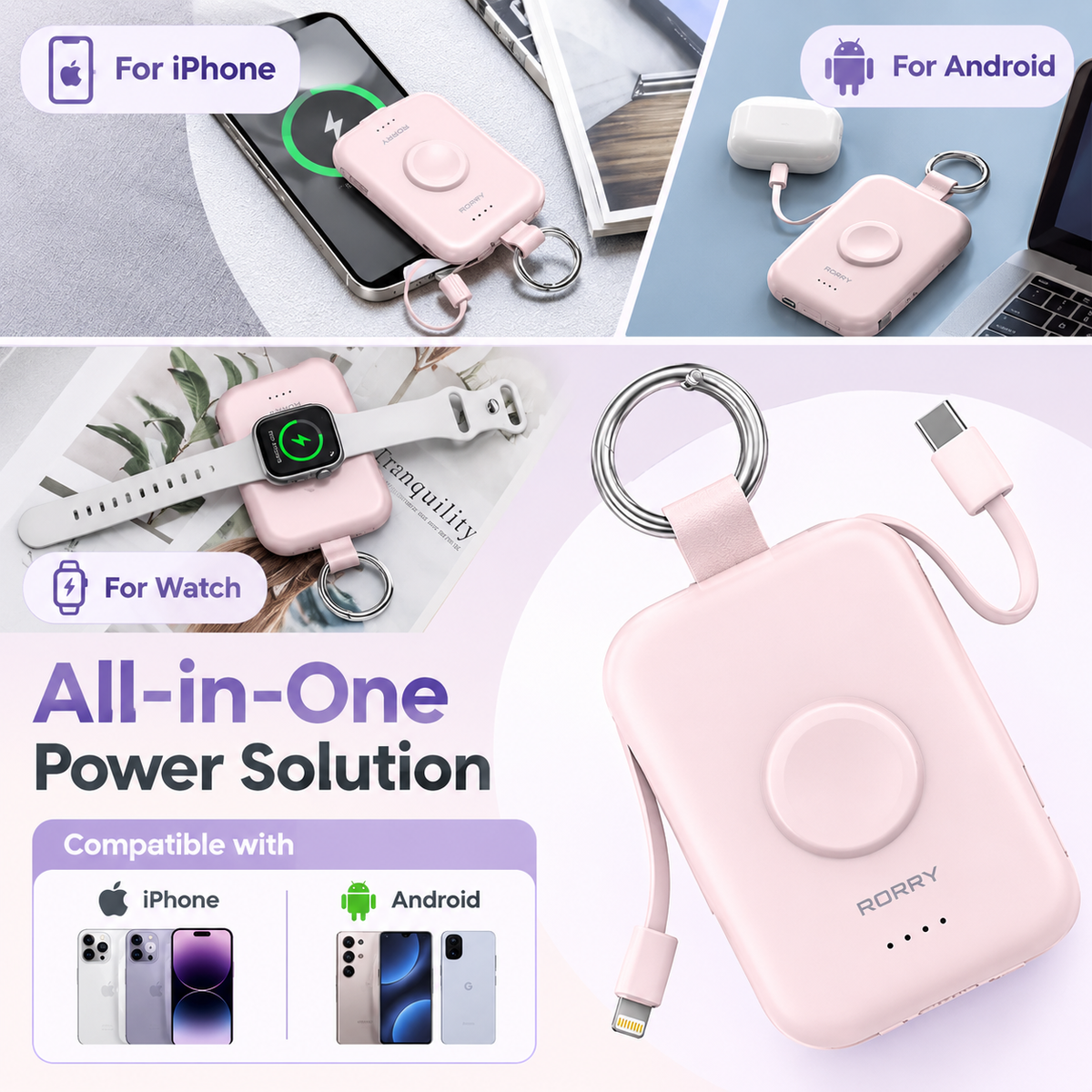 RORRY Portable Charger Power Bank Keychain