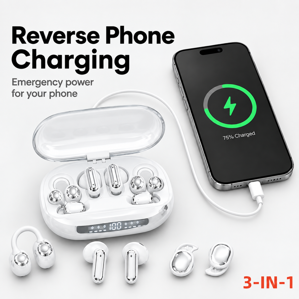 3-in-1 / 6 Wireless earbuds