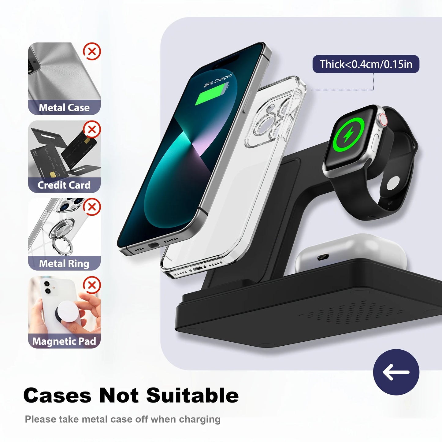 Gravixi ChargeDock™– 3-in-1 Magnetic Wireless Charging Stand