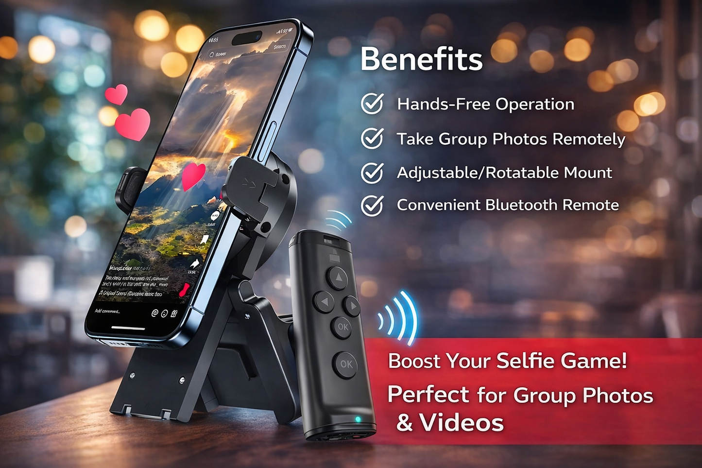 Gravixi ScrollMate™– Wireless TikTok Remote & Smart Phone Stand